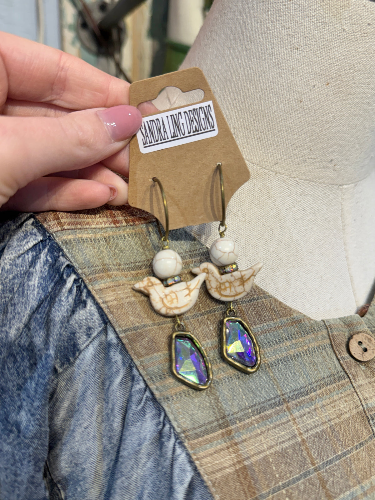 Sandra Ling Dove Earrings