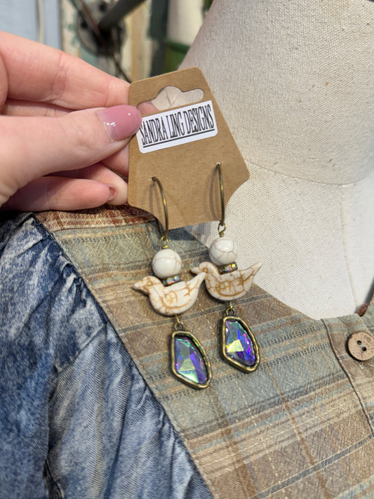 Sandra Ling Dove Earrings