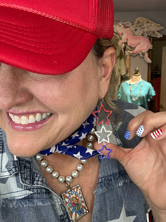 Red, White, and Blue Star Earrings