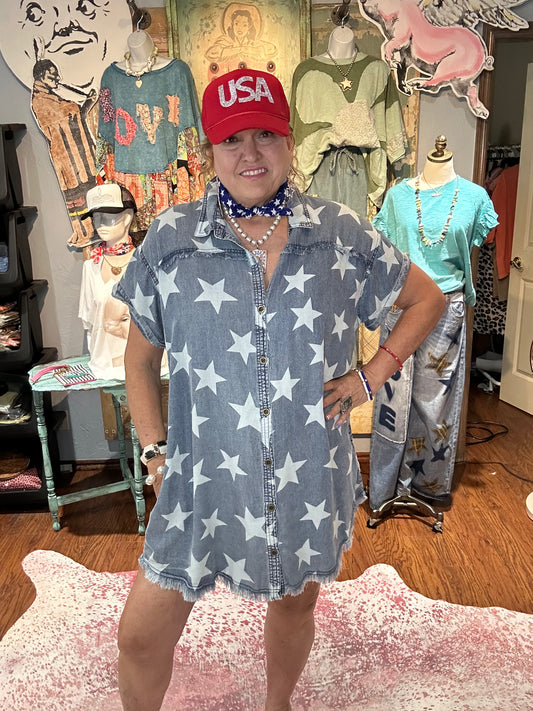 Lightweight Star Denim Dress