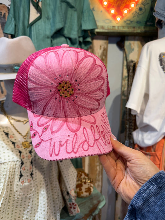 Custom Handmade Wildflower Trucker Hat
