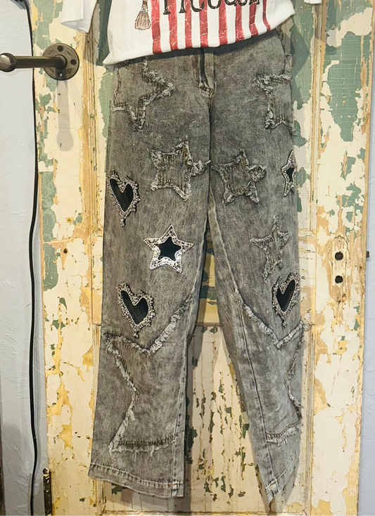 A Rare Bird Black Distressed Design Denim Pants