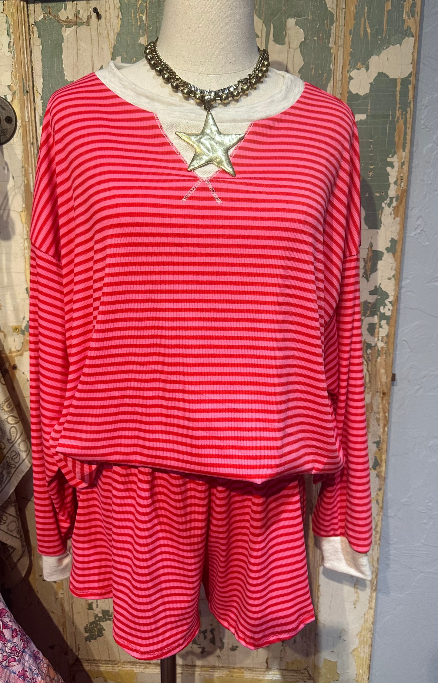 Pink Stripe Short Set