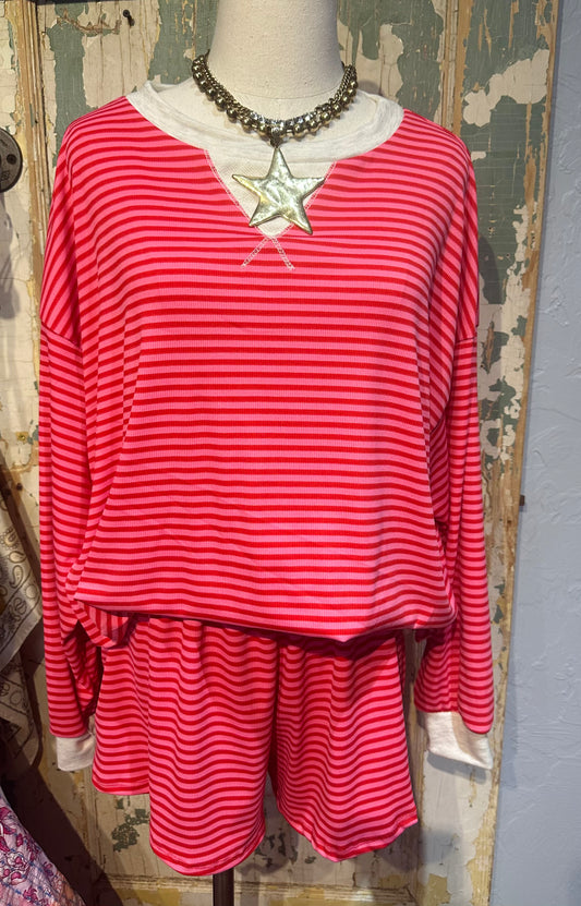 Pink Stripe Short Set