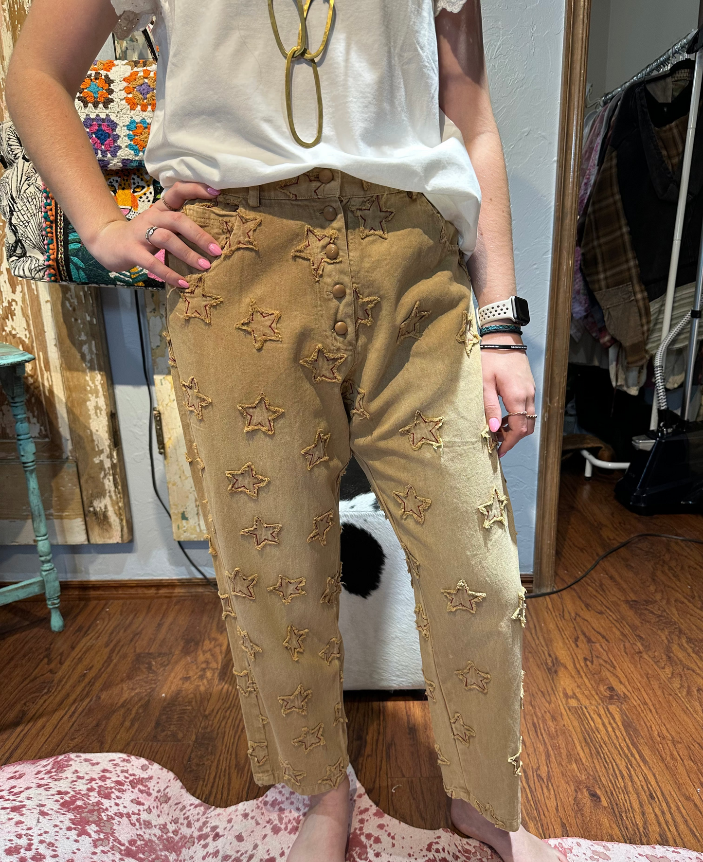 Paperlace Distressed Star Pants
