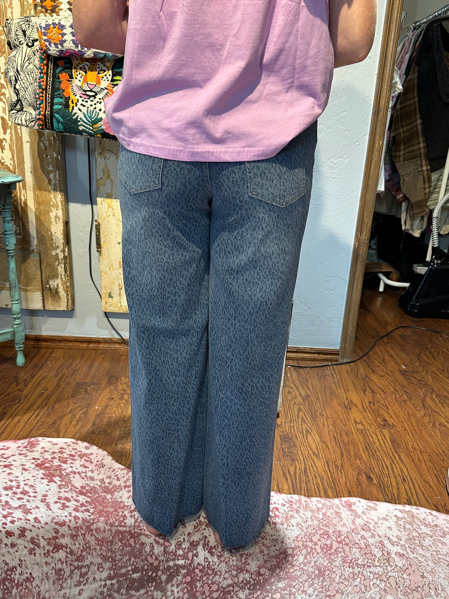 Easel Denim Cheetah Print