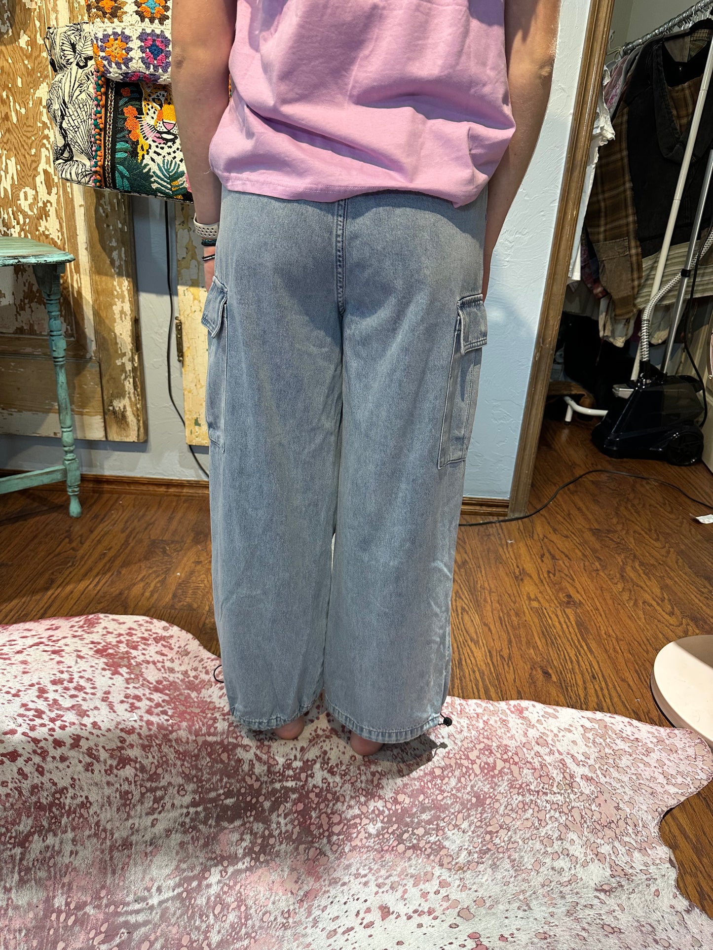 Easel Cargo Denim with Drawstring Jogger