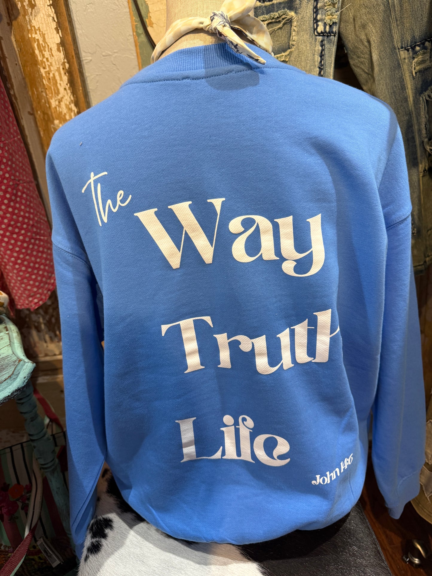 The Way, The Truth, The Life Graphic Blue Sweatshirt