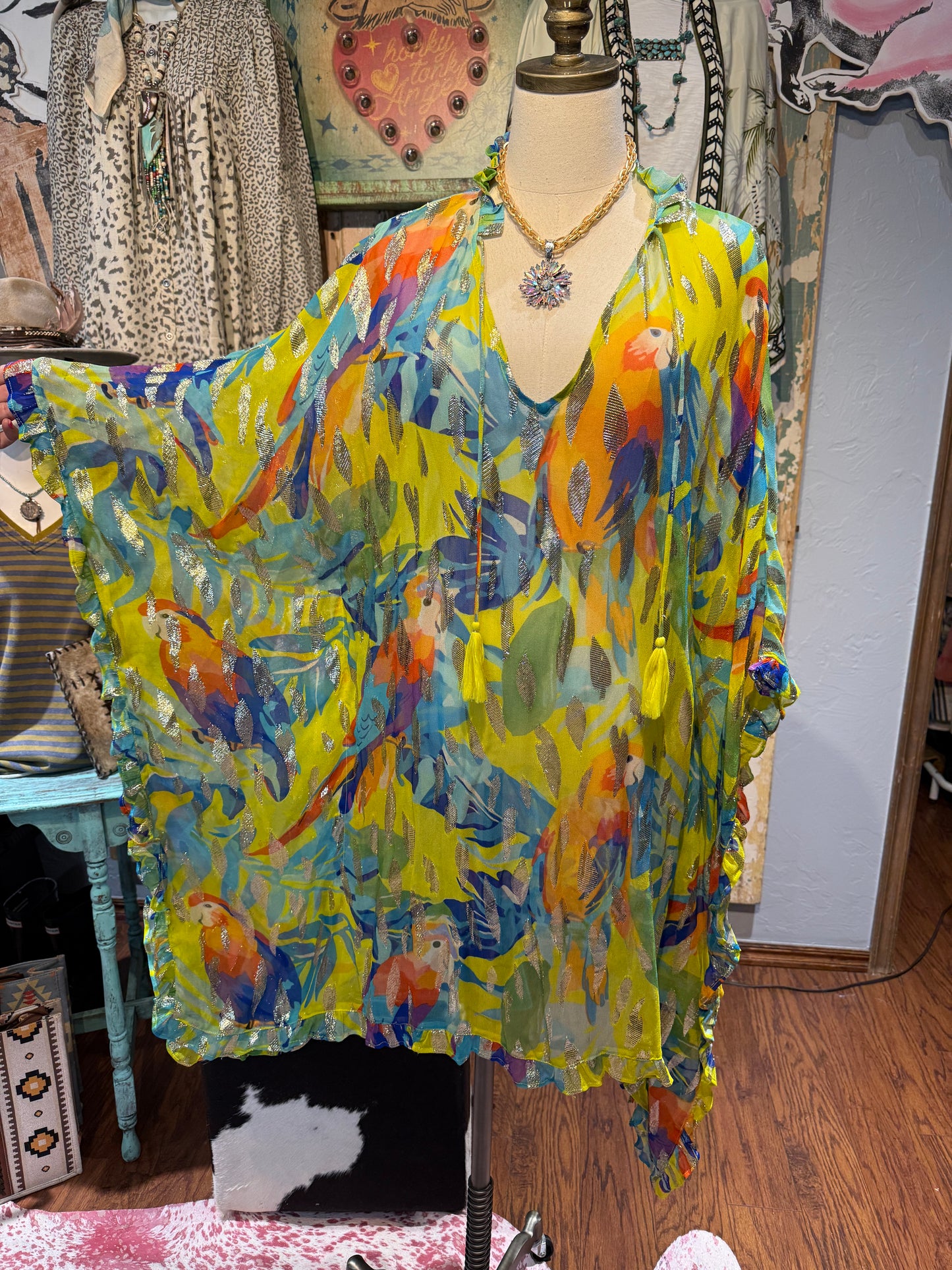 Jungle Love Mesh Tunic with Gold Metallic
