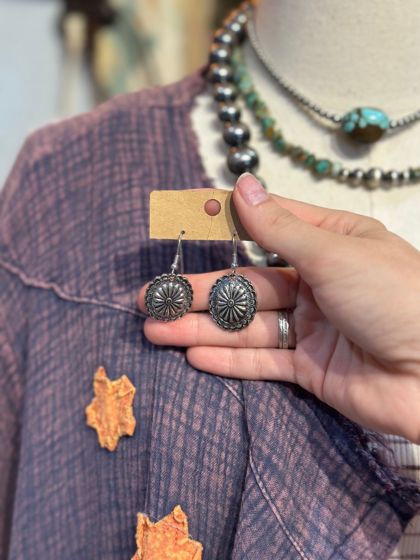 Inspired Silver Concho Earrings