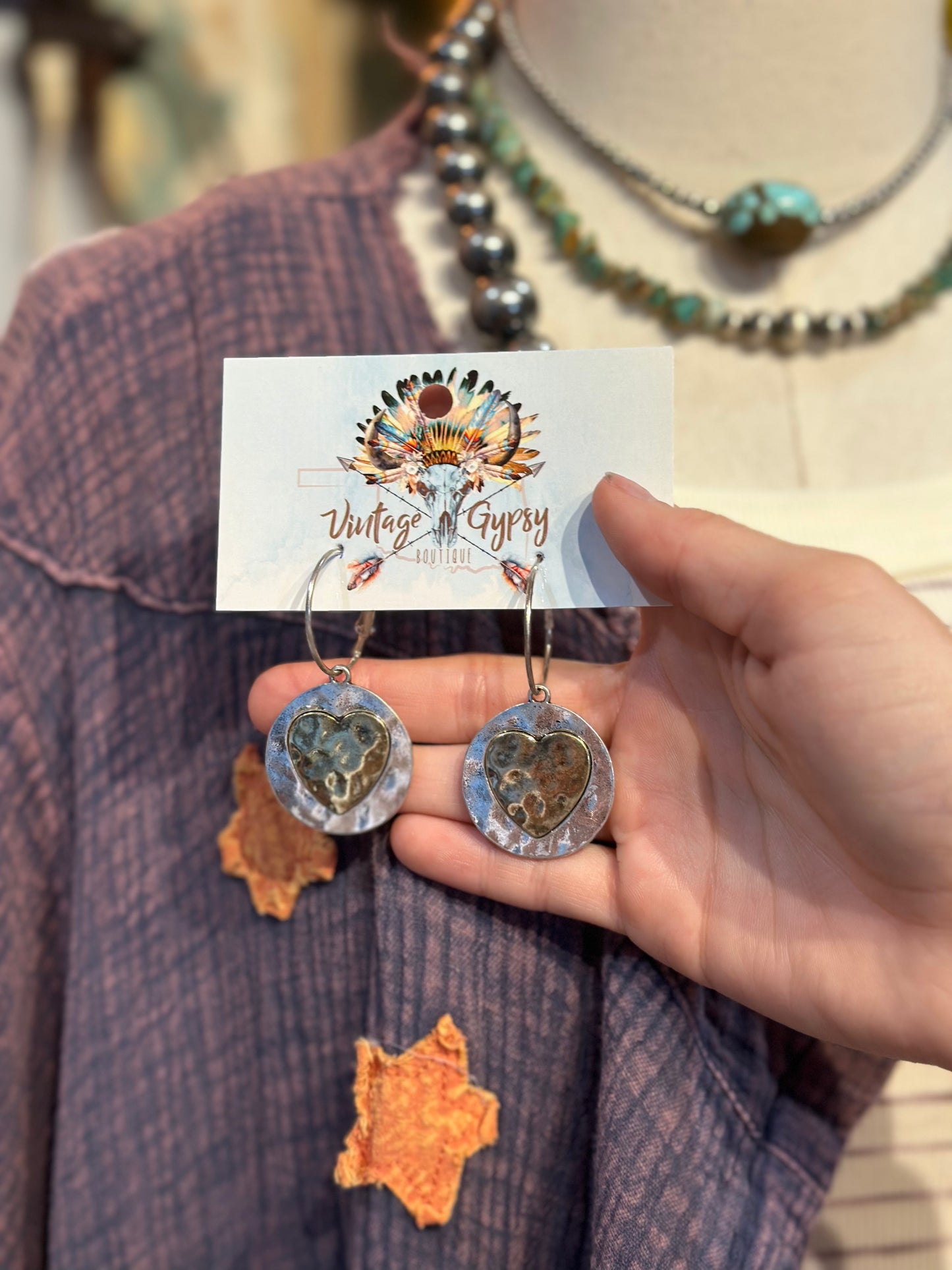 Inspired Mixed Metal Heart Earrings