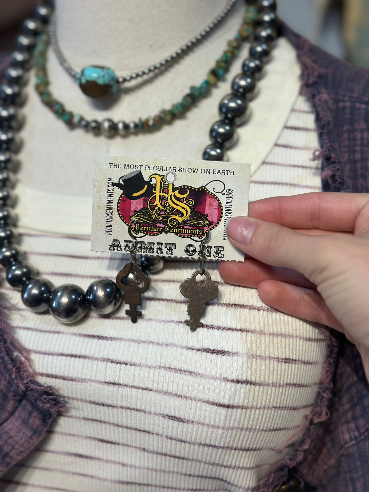 Vintage Key Earrings