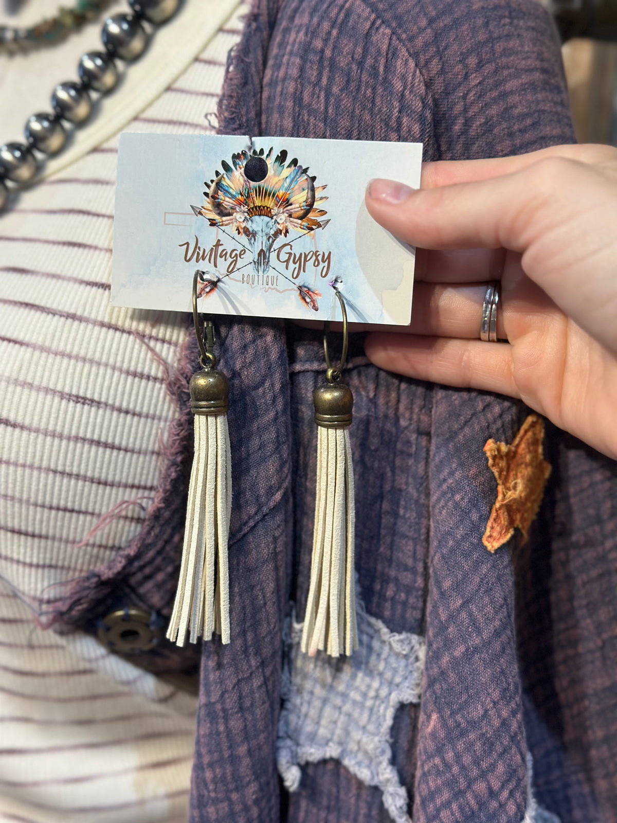 Inspired Bronze & Fringe Earrings