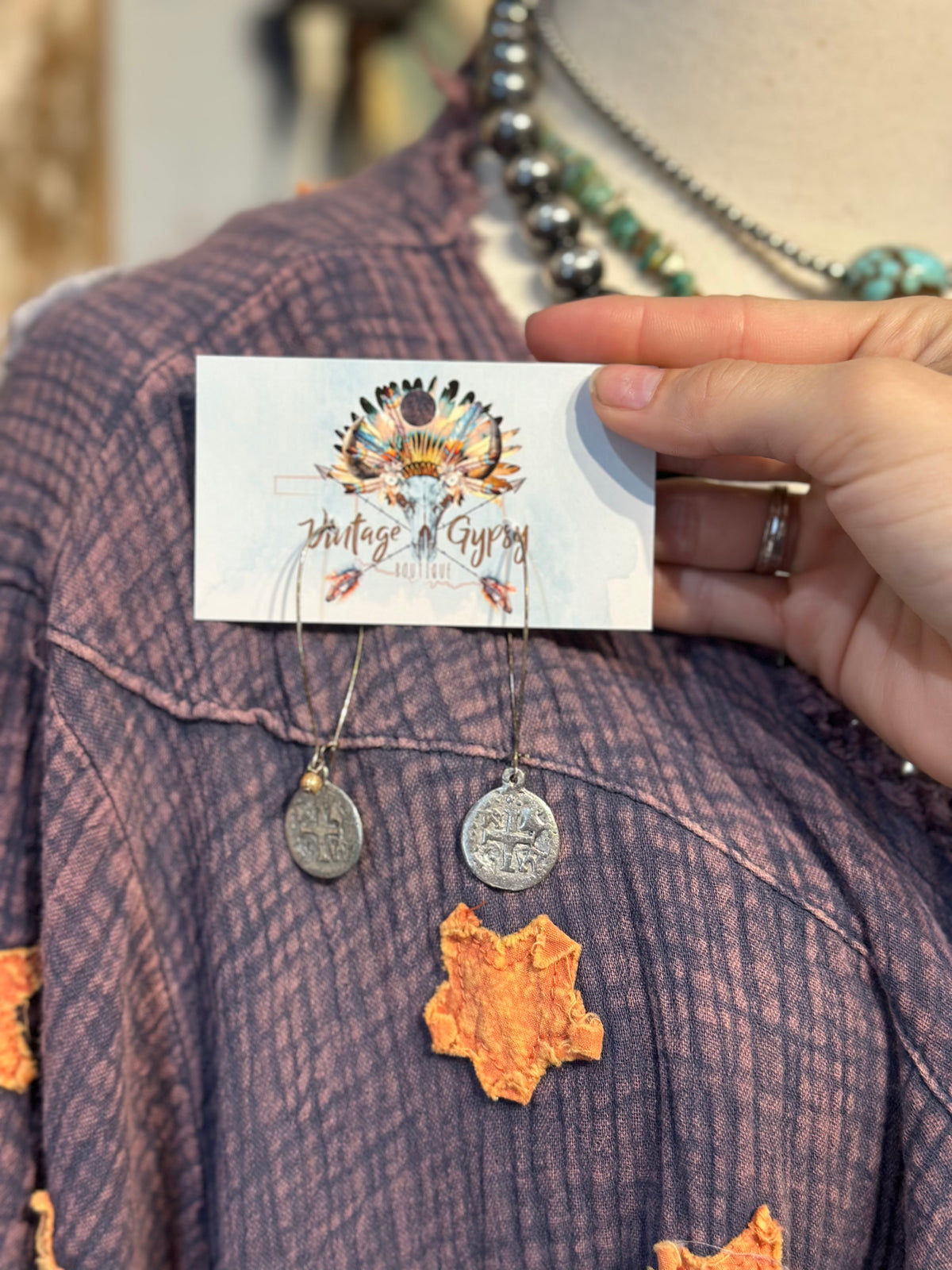 Silver Coin Drop Earrings