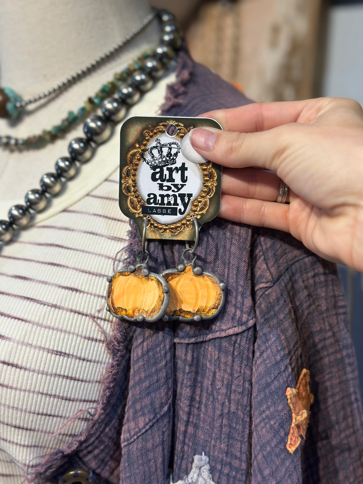 Art by Amy Pumpkin Pottery Earrings