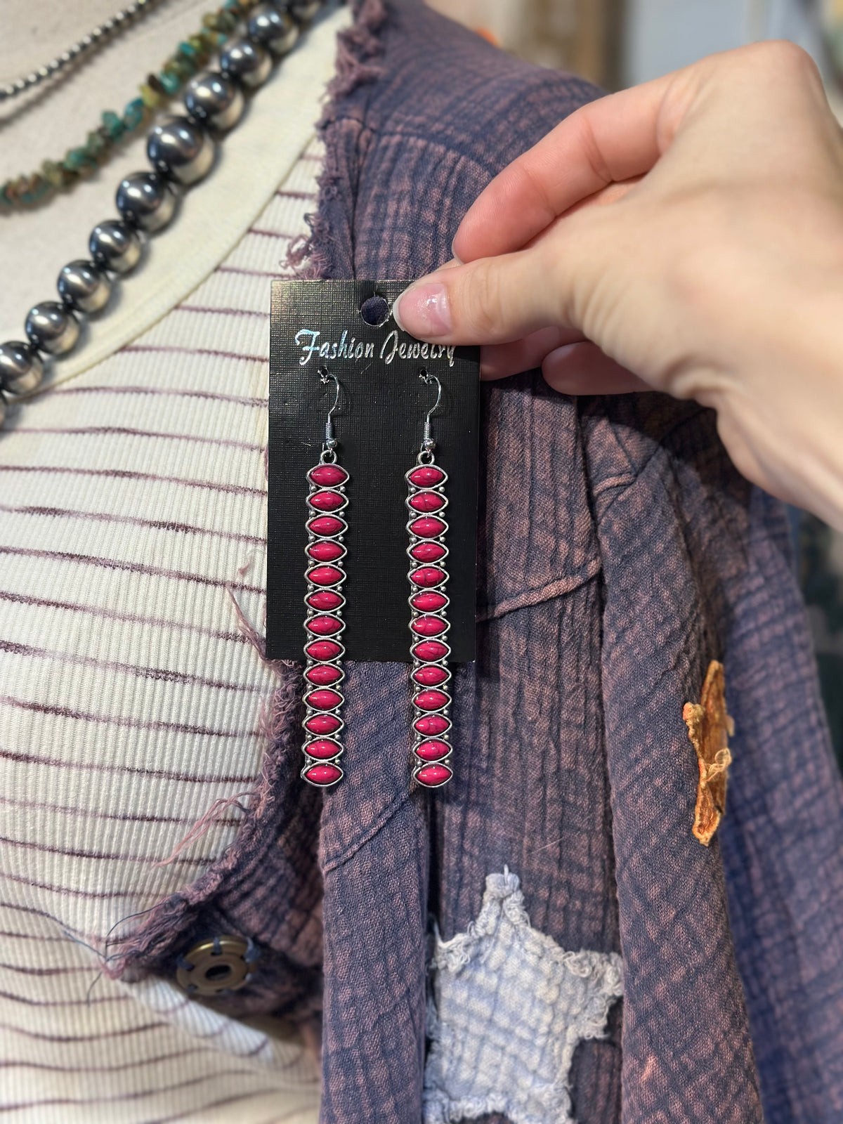 Inspired Pink Line Earrings
