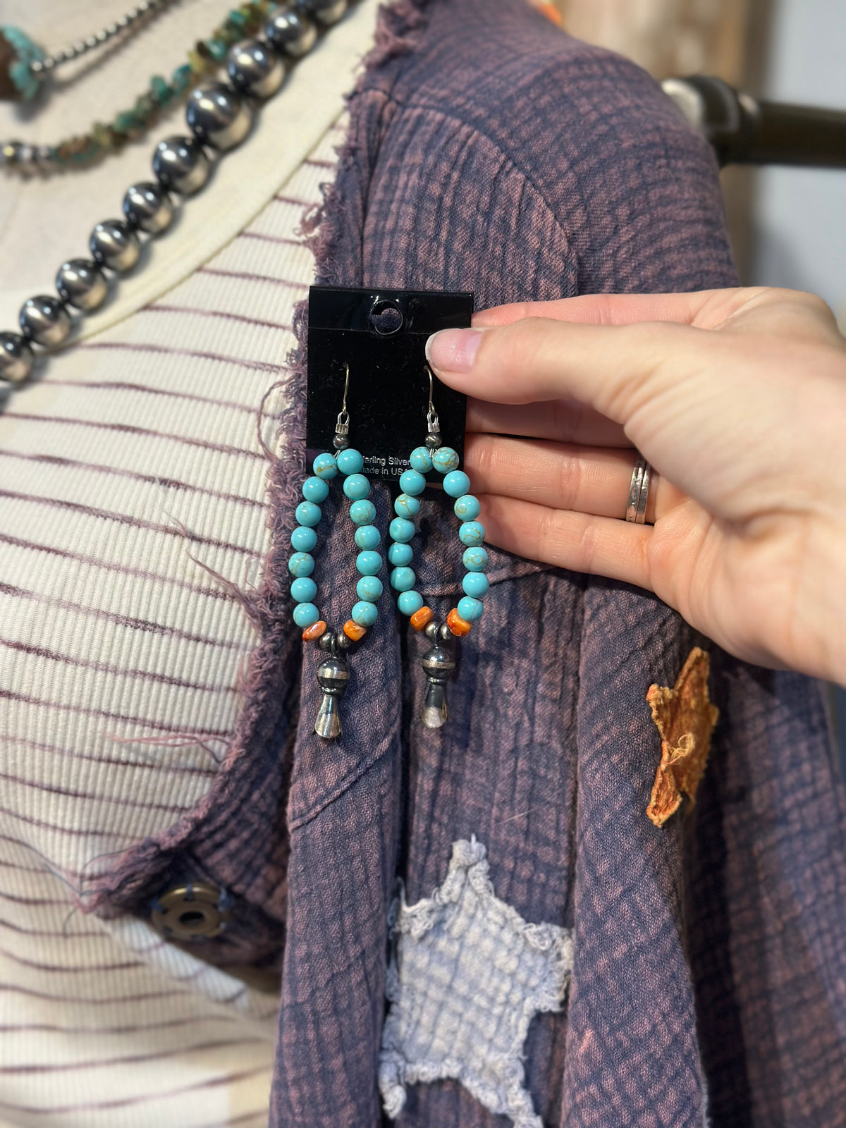 Navajo Turquoise & Spiny Squash Earrings