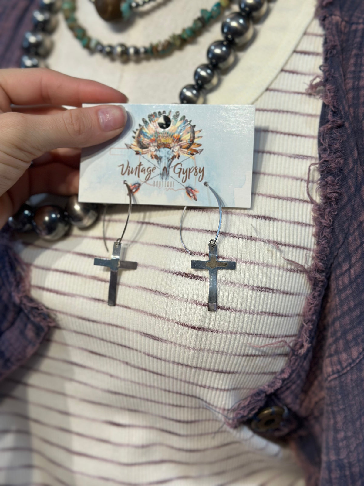 Sterling Silver Cross Earrings