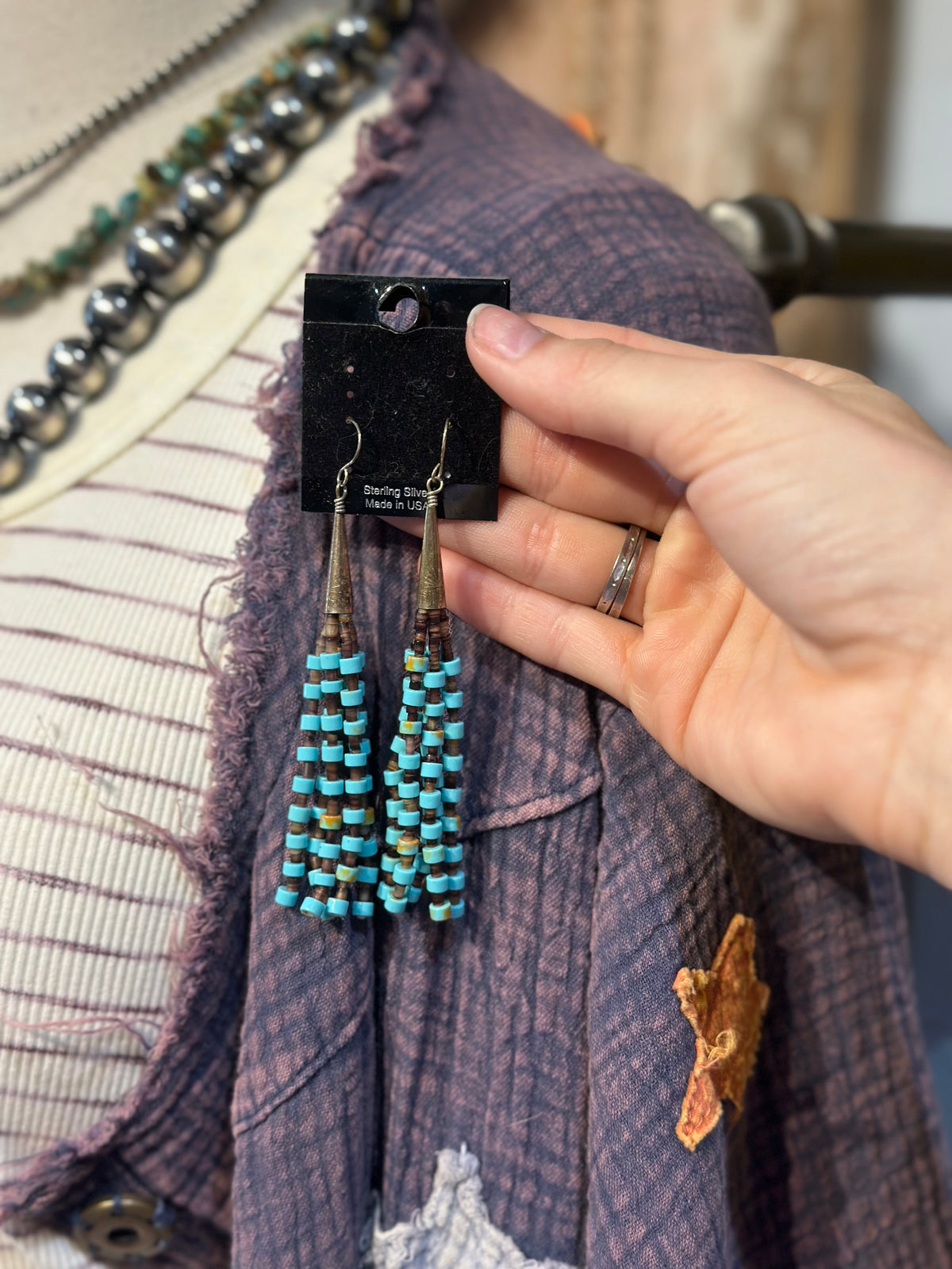 Navajo Turquoise Fringe Earrings