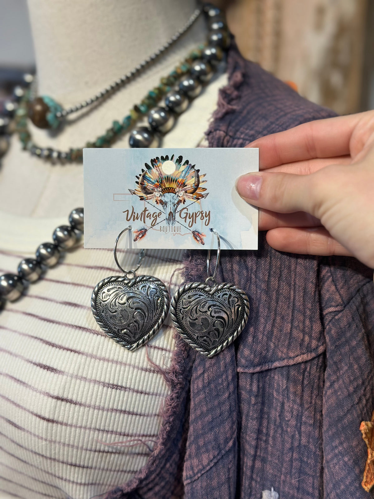 Inspired Silver Heart Earrings