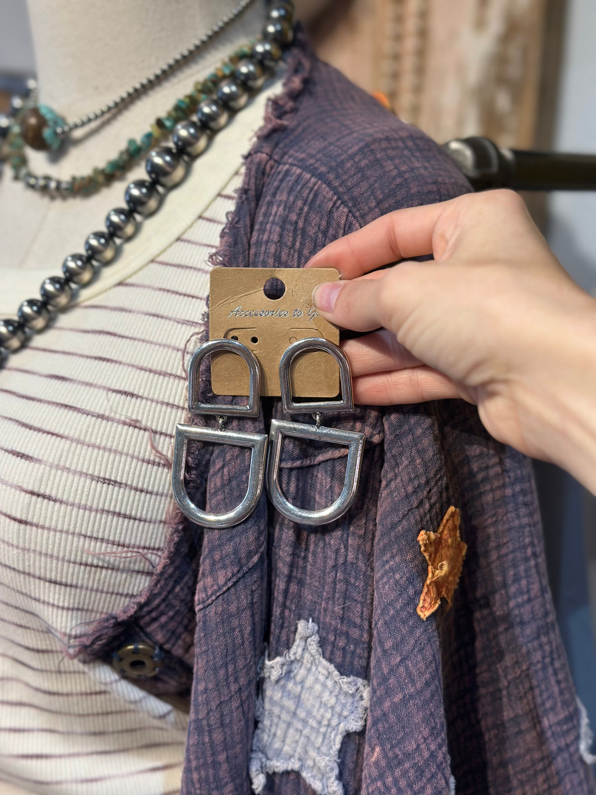 Inspired Silver Double Horsebit Earrings