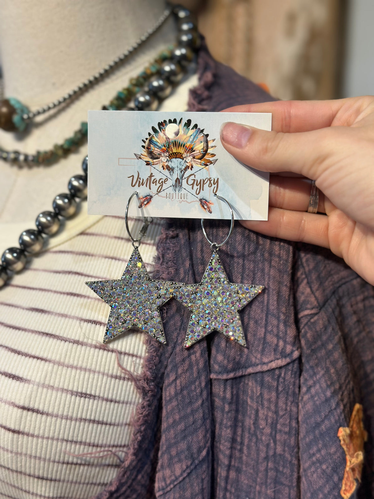 Clear Crystal Star Earrings