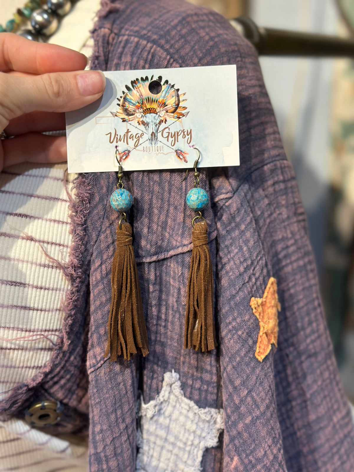 Inspired Turquoise & Fringe Earrings