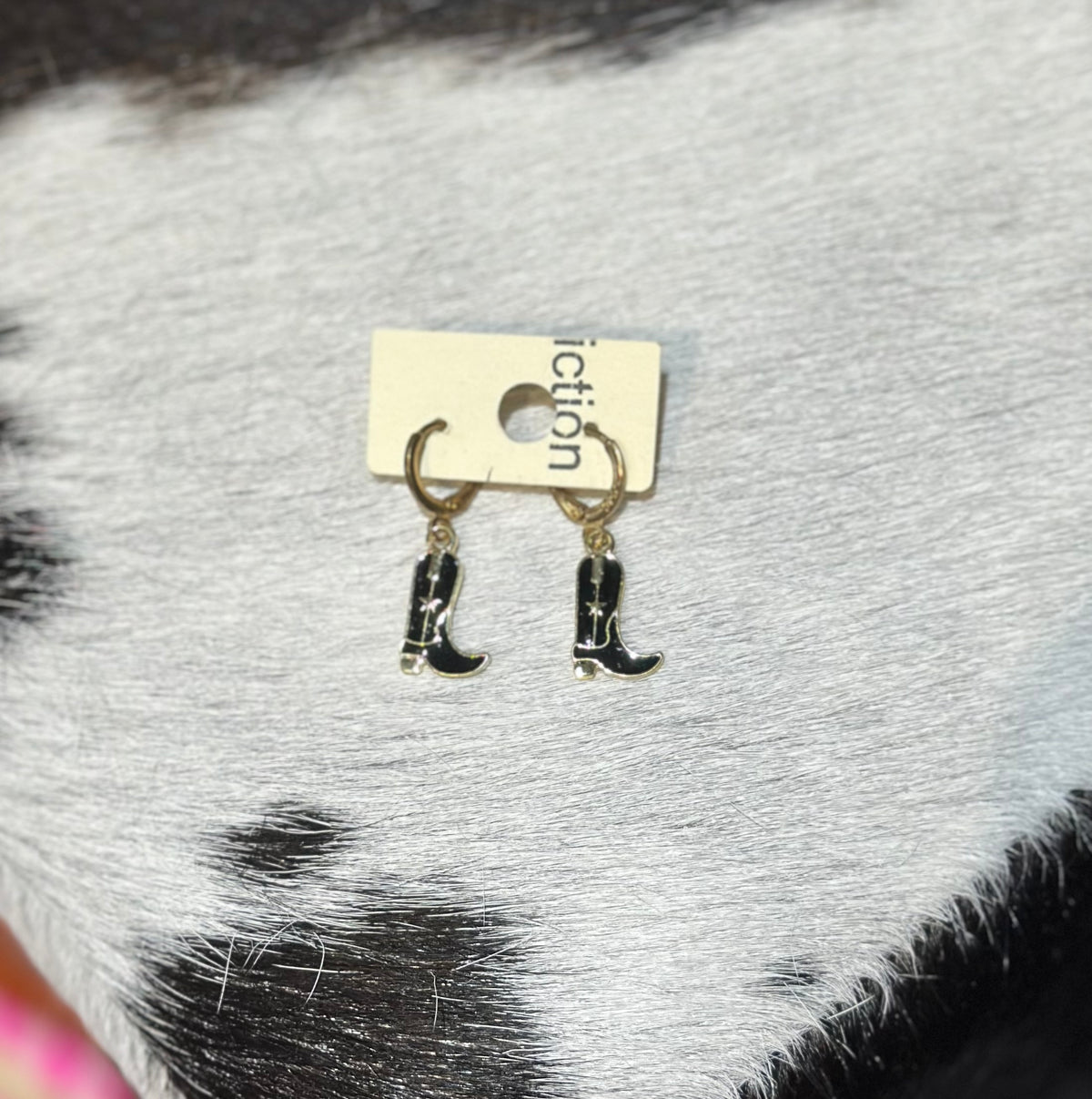 Inspired Gold & Black Boot Earrings