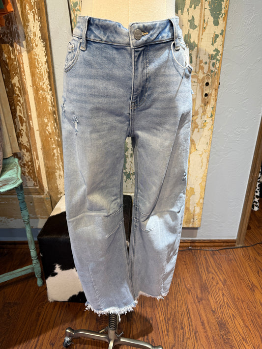 Risen Mid Rise Crop Barrel Jeans