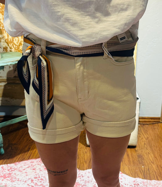Judy Blue Bone Color Garment Dyed Pocket Shorts
