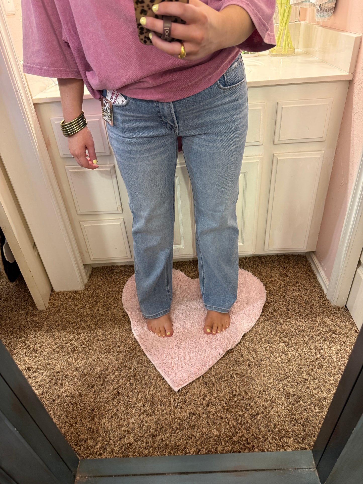 Risen Mid Rise Ankle Straight Jeans