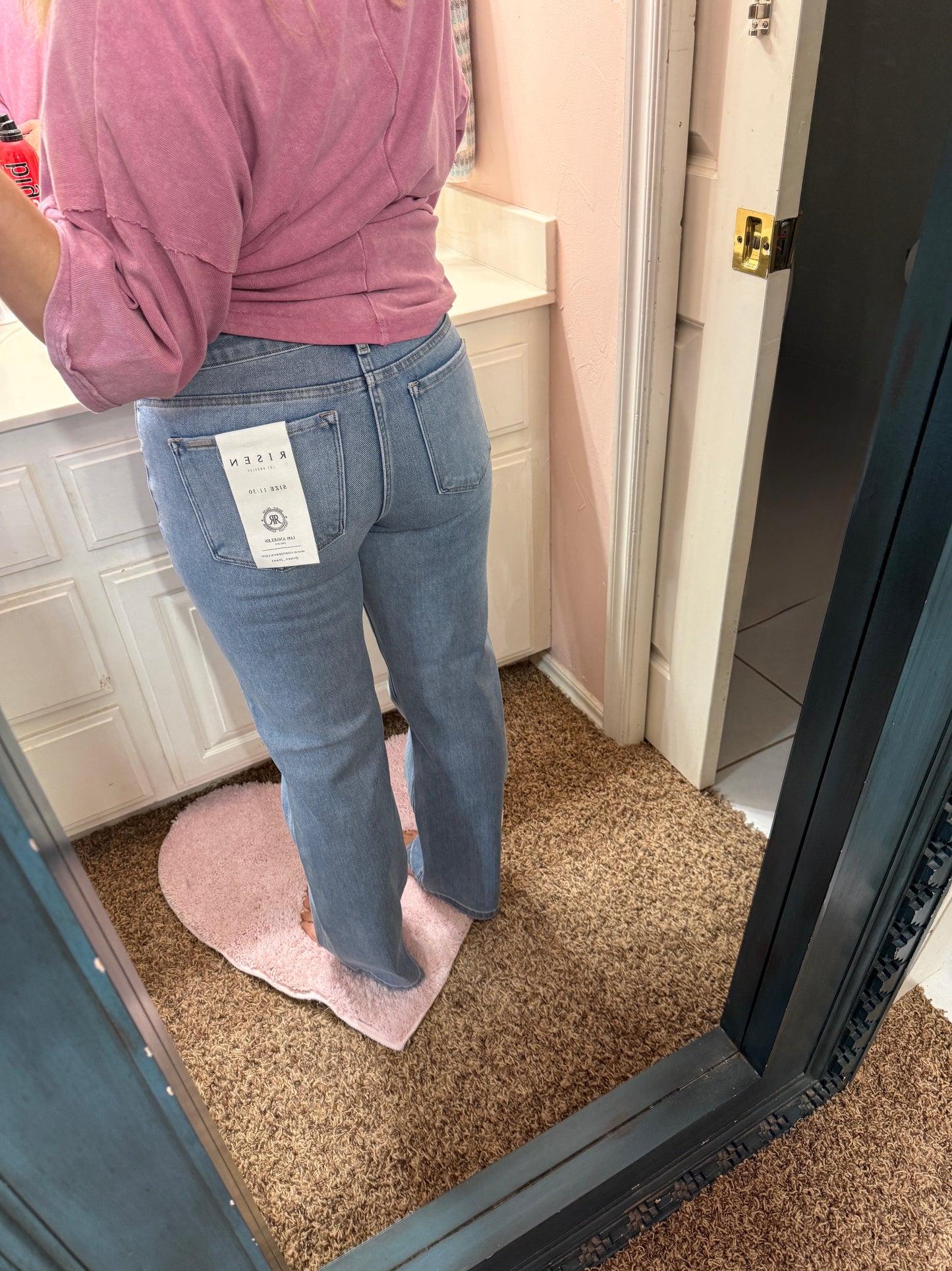 Risen Mid Rise Ankle Straight Jeans