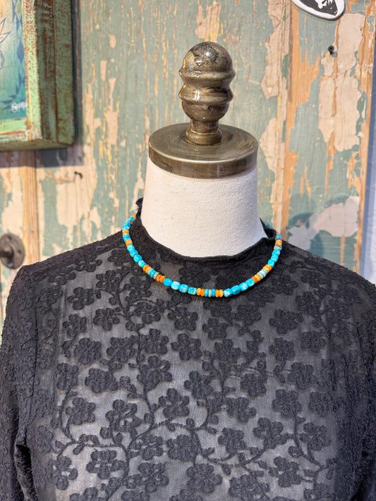Spiny Oyster and Turquoise Necklace