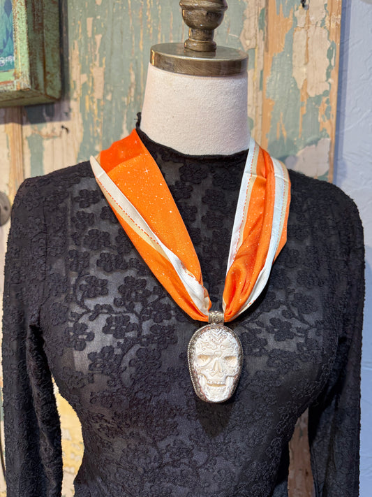 Skull Bone Tibetan Pendant with Twilly
