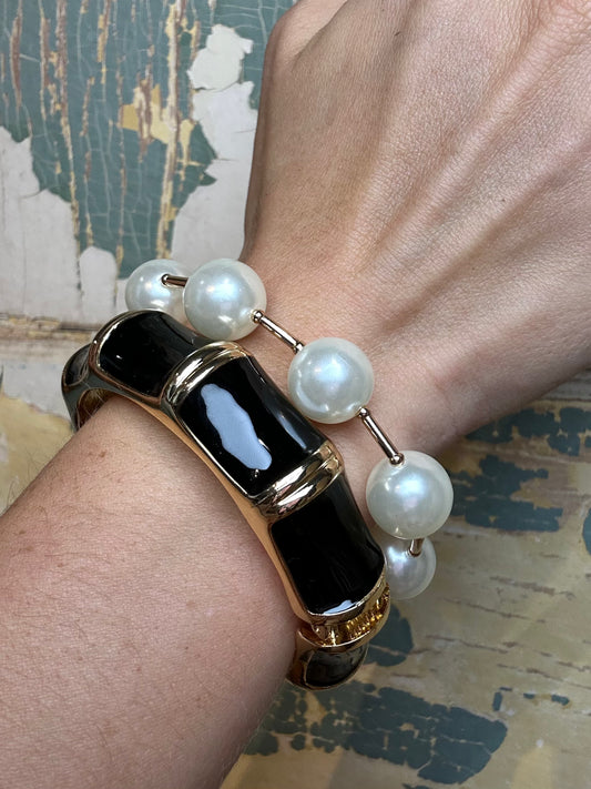 Black Enamel Magnetic Hinge Bangle