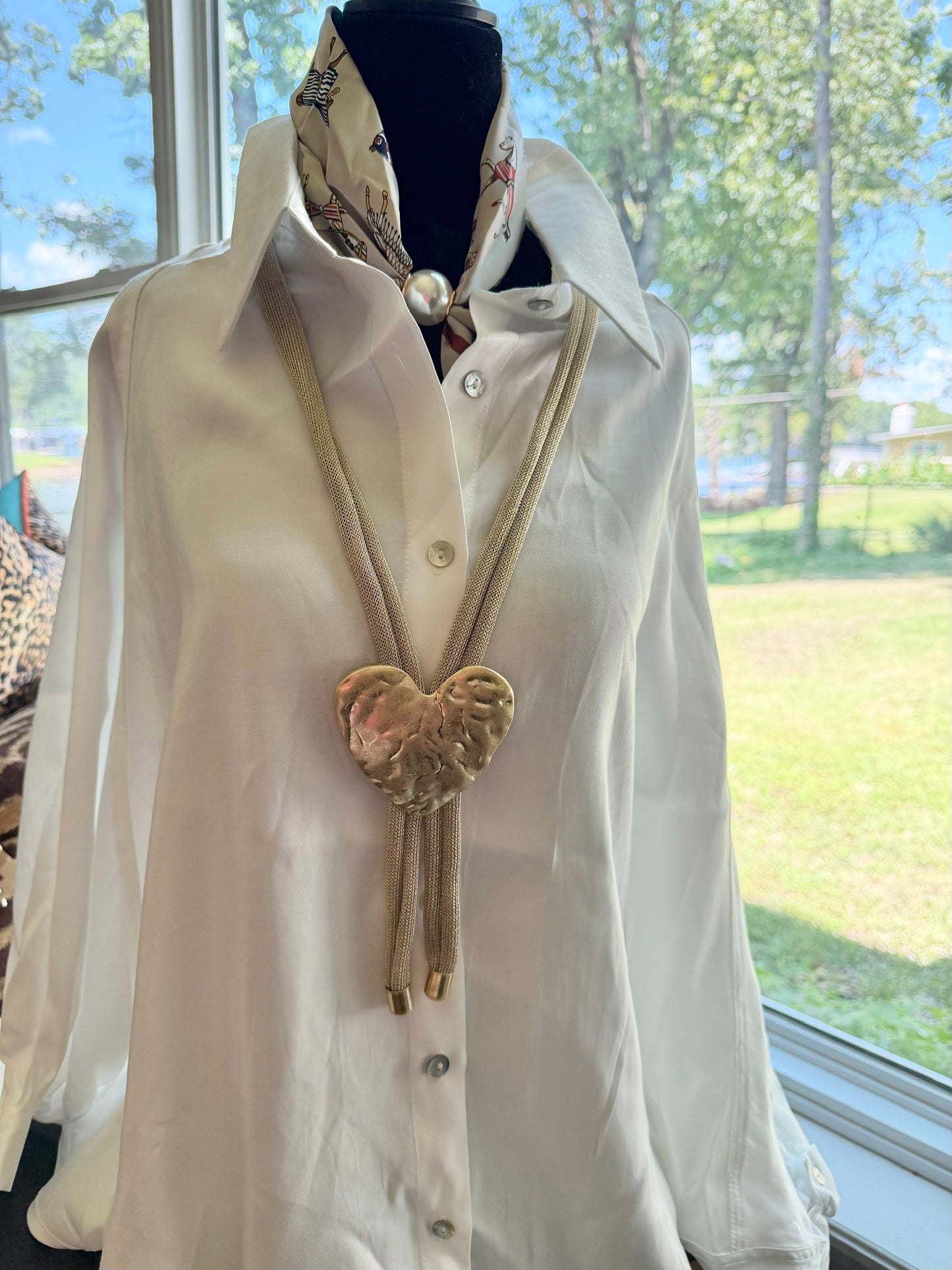 Golden Heart Mesh Statement Necklace