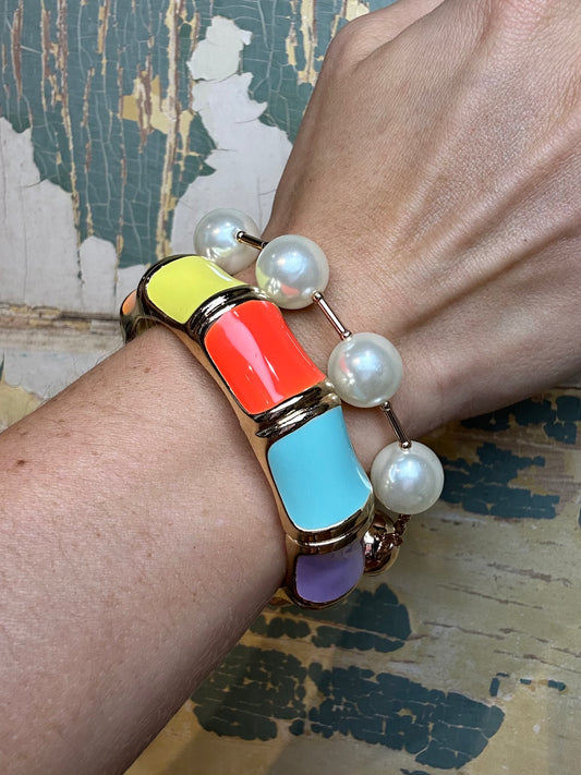 Pastel Enamel Magnetic Hinge Bangle