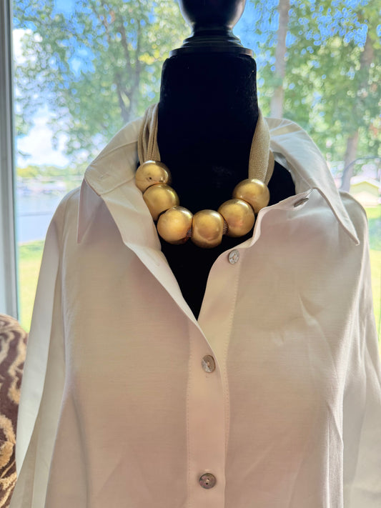 6 Gold Ball Mesh Necklace with Extender
