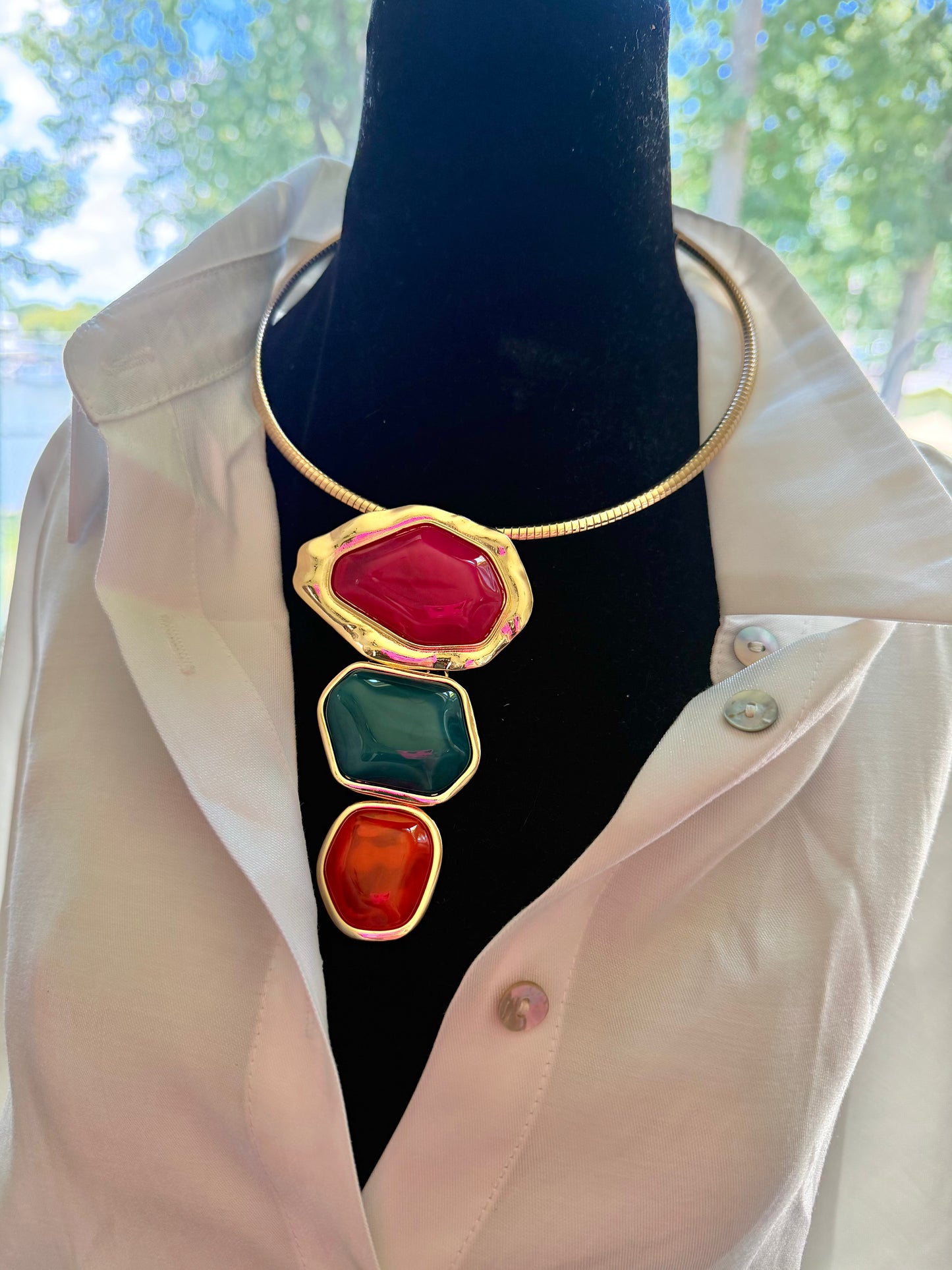 Jewel Tones Statement Choker Necklace
