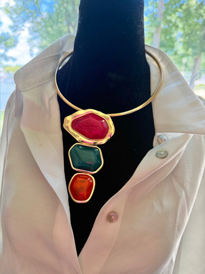 Jewel Tones Statement Choker Necklace