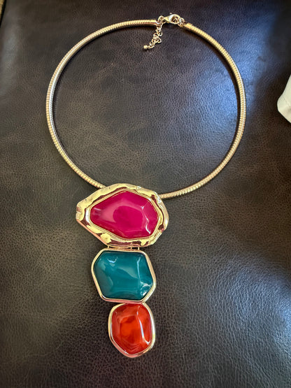 Jewel Tones Statement Choker Necklace