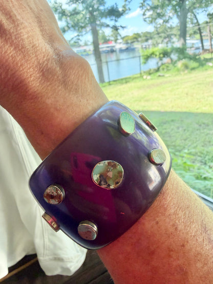 Purple Genuine Turquoise Resin Statement Bangle