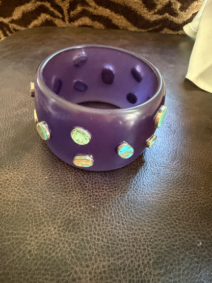 Purple Genuine Turquoise Resin Statement Bangle