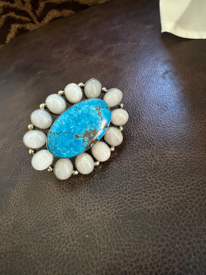 Genuine Turquoise & Moonstone Statement Ring