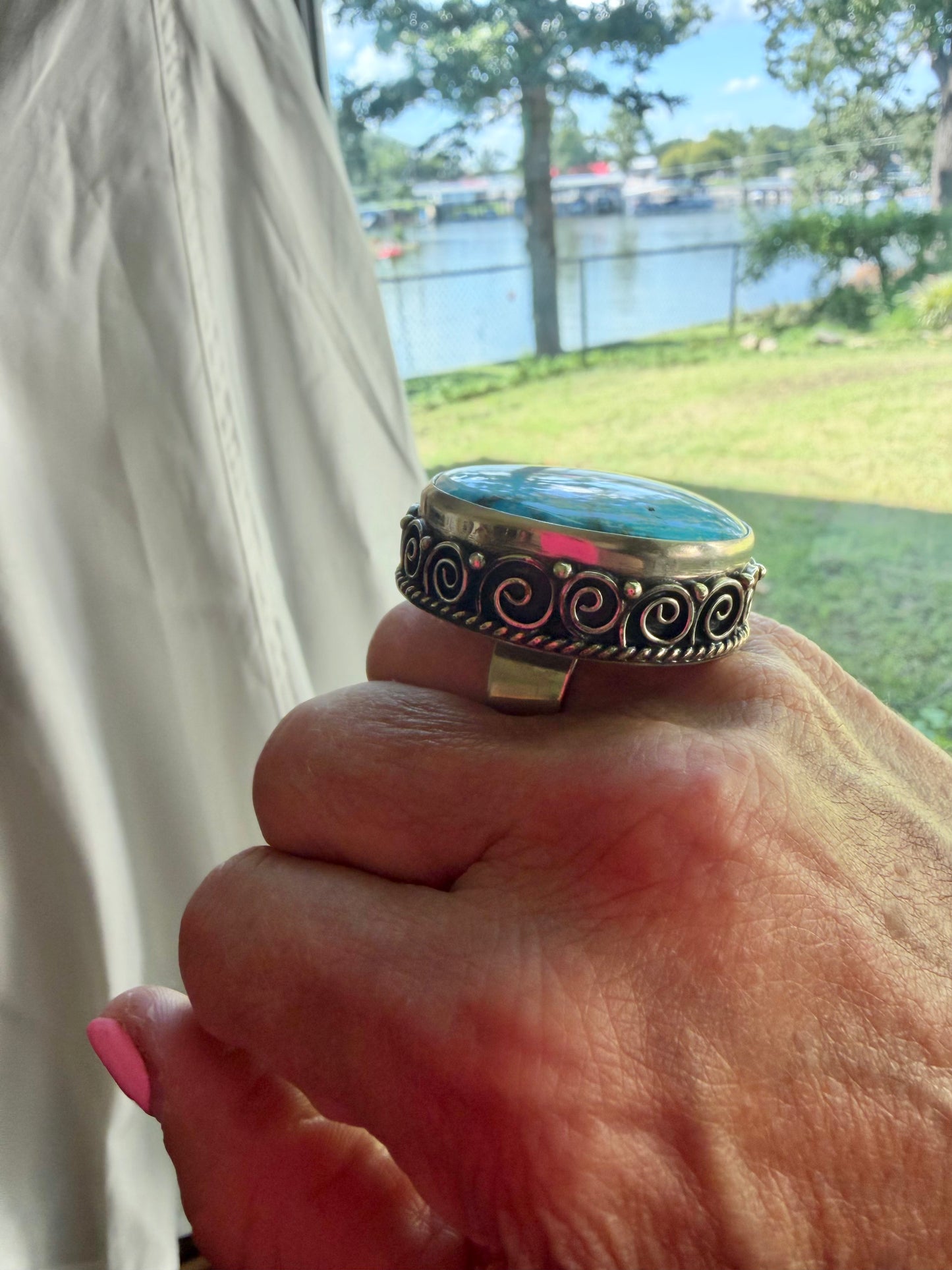 Genuine Turquoise Statement Ring