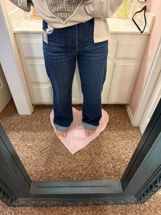 Risen High Rise Straight Leg Jeans