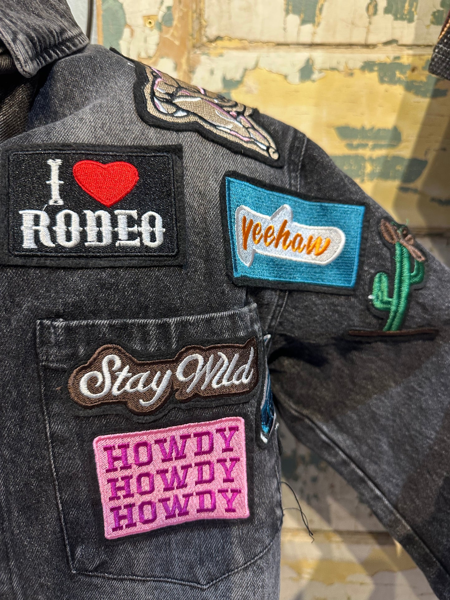 Black Denim Patch Jacket