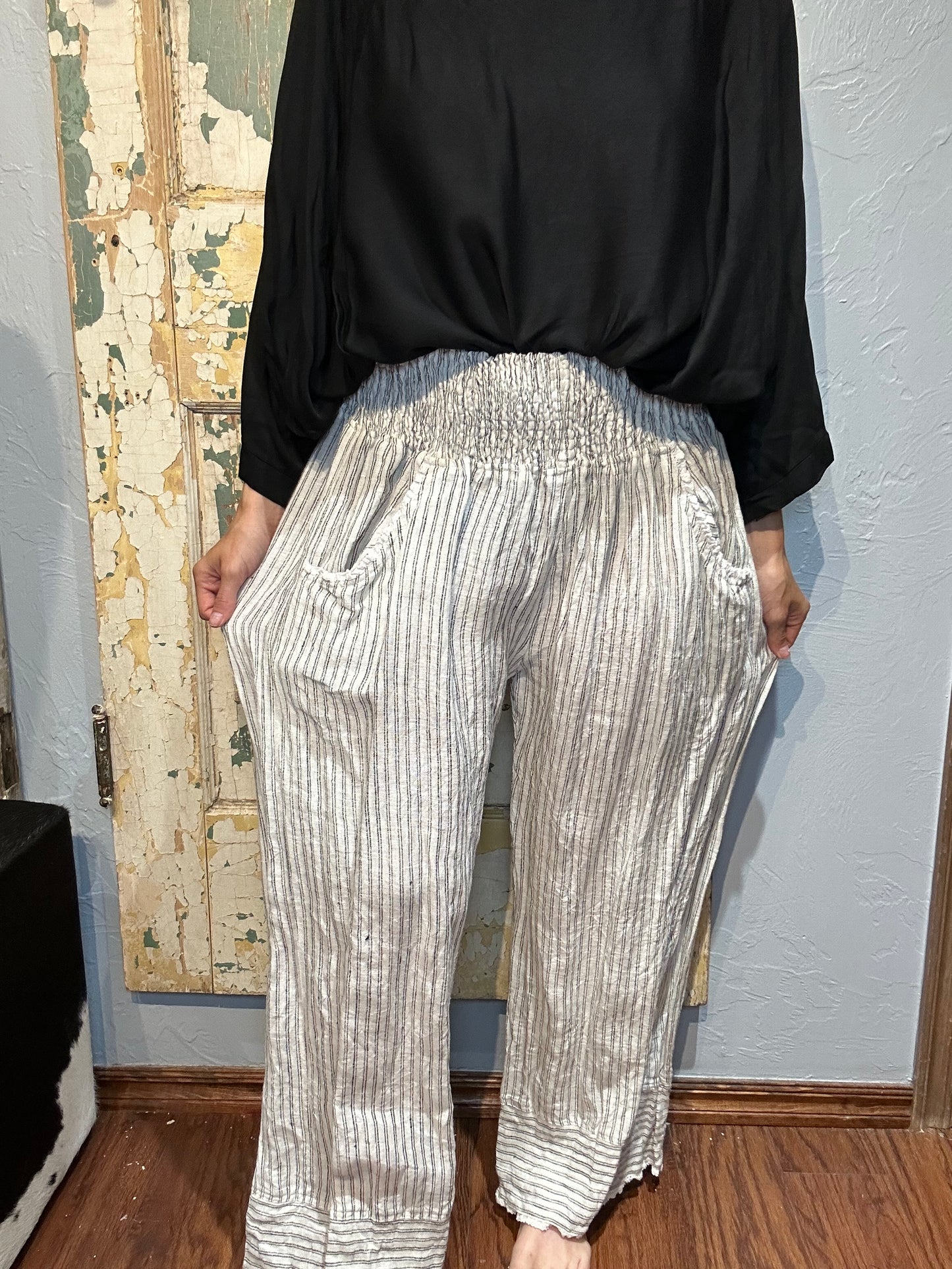 Black & White Stripe Linen Pants