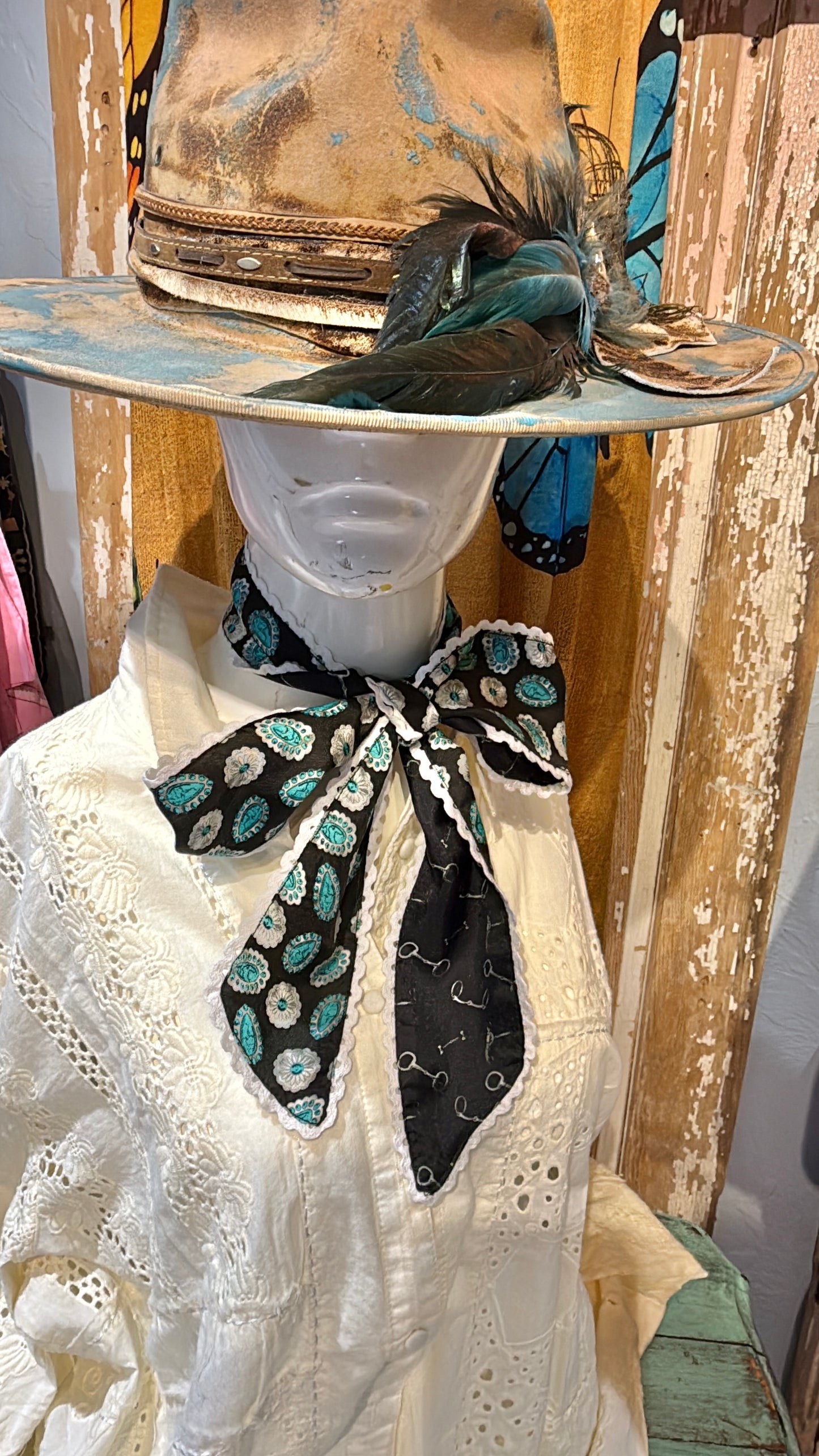 Turquoise Horse Bit 100% Silk Twilly