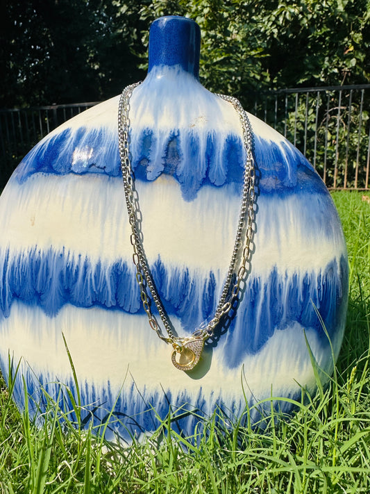 Bling Clasp with Silver and Gold Necklace